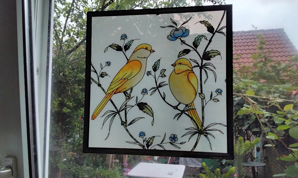 Glas in Lood Gebrandschilderd Vogels Decoratie Muur Raam, Ophalen, Gevelraam of Ruit, Minder dan 80 cm, Minder dan 80 cm