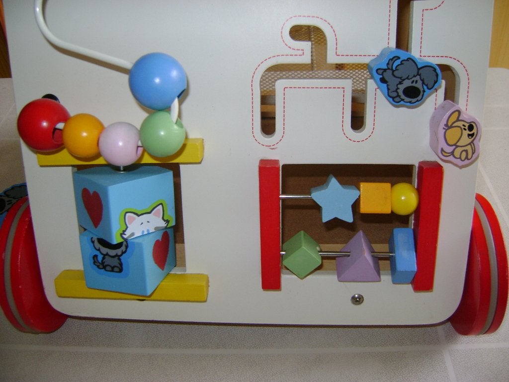 houten woezel en pip loopkar duwhoogte 49hx32br klok spiraal, Ophalen of Verzenden, Zo goed als nieuw, Duw- of Trekspeelgoed