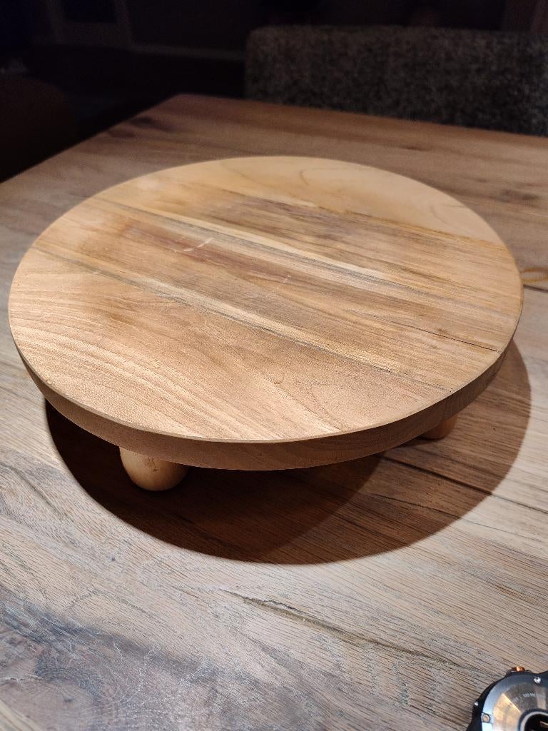 houten plateau, Ophalen, Zo goed als nieuw, Rond, Hout