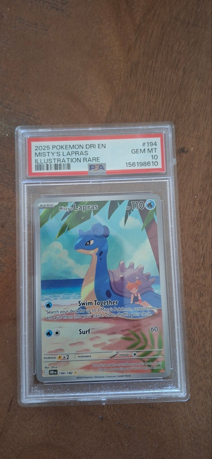 Misty's Lapras 194/182 PSA 10 Gem Mint Pokémon Kaart, Ophalen of Verzenden, Nieuw, Losse kaart