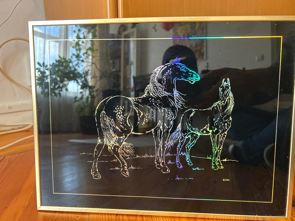 Vintage Laserprint Paarden - JADO Laser Print '88, Ophalen of Verzenden, Gebruikt, Print, Oorspronkelijke maker