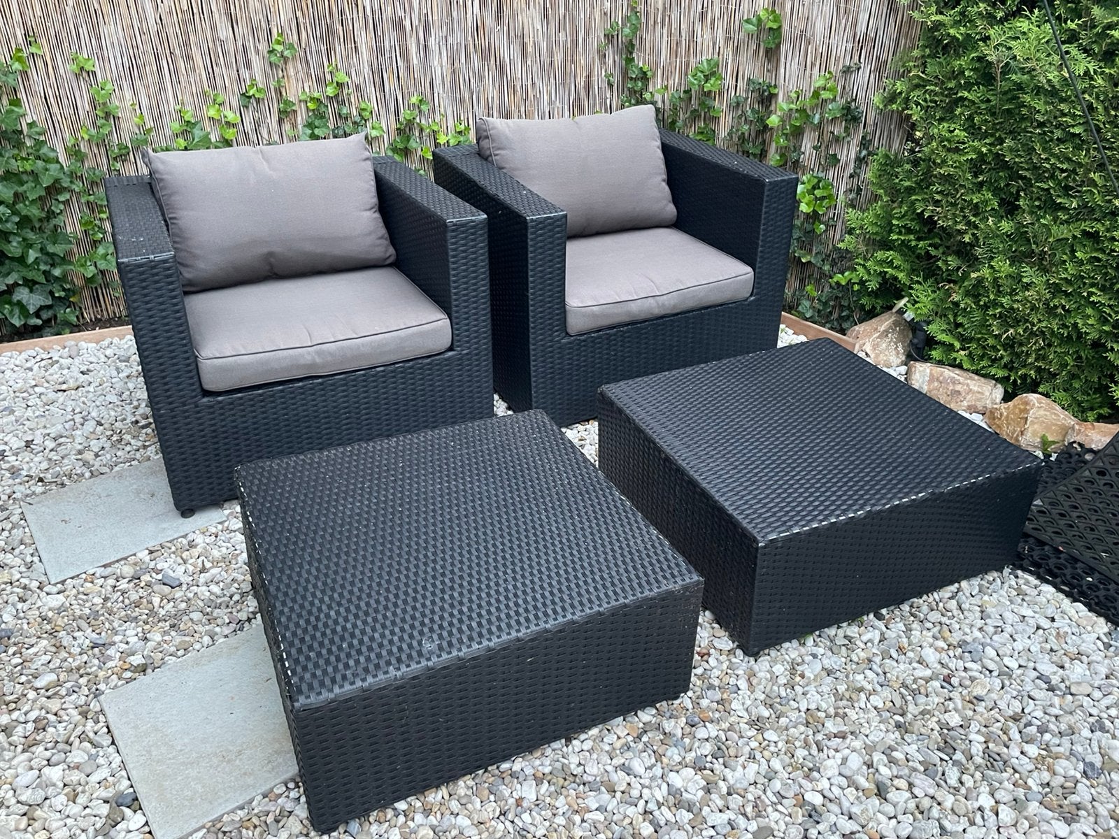 4-delige wicker loungeset met kussens van Royal Patio, Tuin en Terras, Tuinsets en Loungesets, Stoel, Zo goed als nieuw, Loungeset