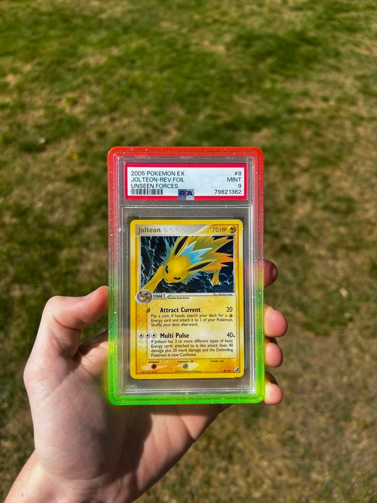 Jolteon 8 Holo Pokemon Kaart PSA 9, Ophalen of Verzenden, Nieuw, Losse kaart, Foil