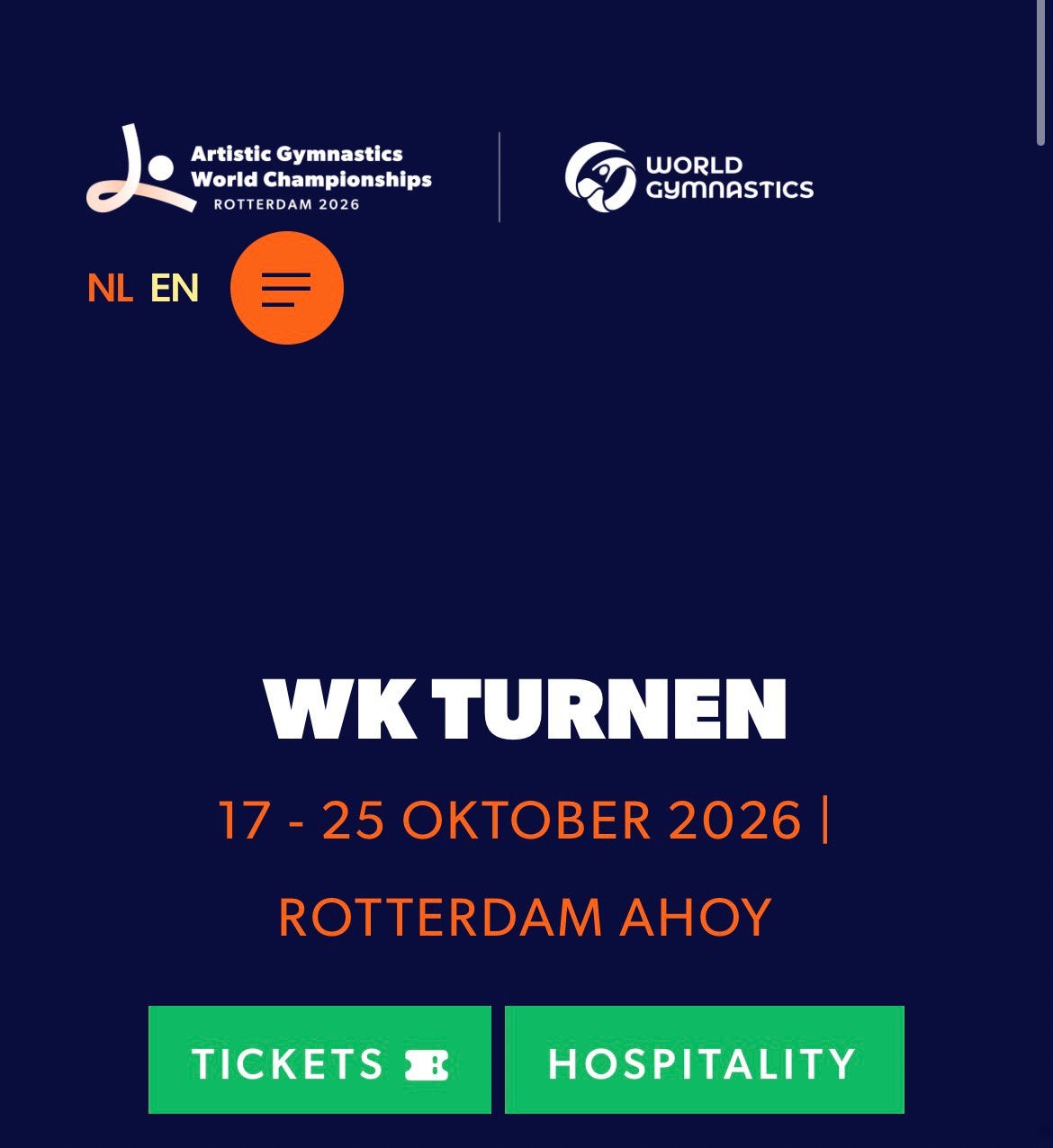 2 personen Tickets WK turnen Ahoy, toestelfinales 24/25 okt, Tickets en Kaartjes, Twee personen