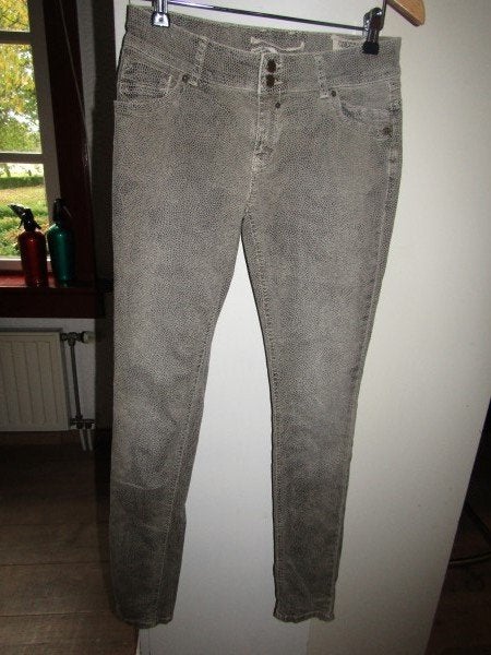 F1361 Coccara mt W27 jeans beige zwart animal print skinny, Overige kleuren, Verzenden, Zo goed als nieuw, Coccara