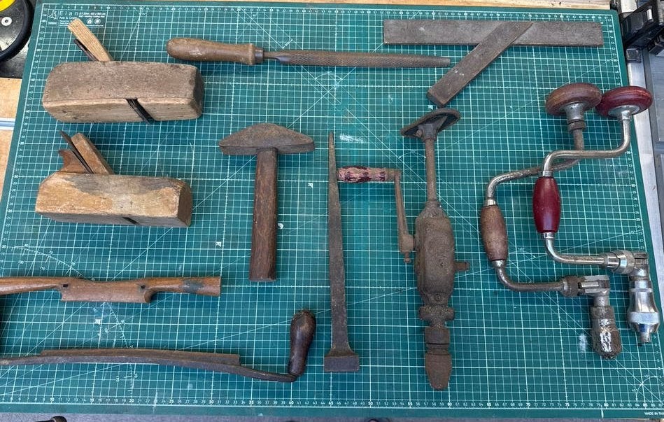 Vintage Gereedschap Collectie: Schaaf, Hamer, Boren, Antiek en Kunst, Ophalen