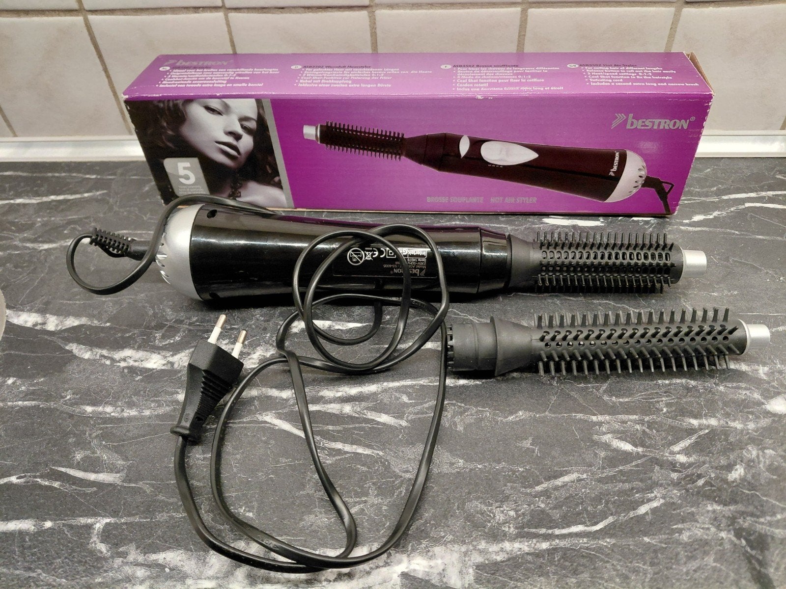 Bestron airstyler krullen krultang met gratis 2 borstels, Ophalen of Verzenden, Zo goed als nieuw, Krultang of Stijltang