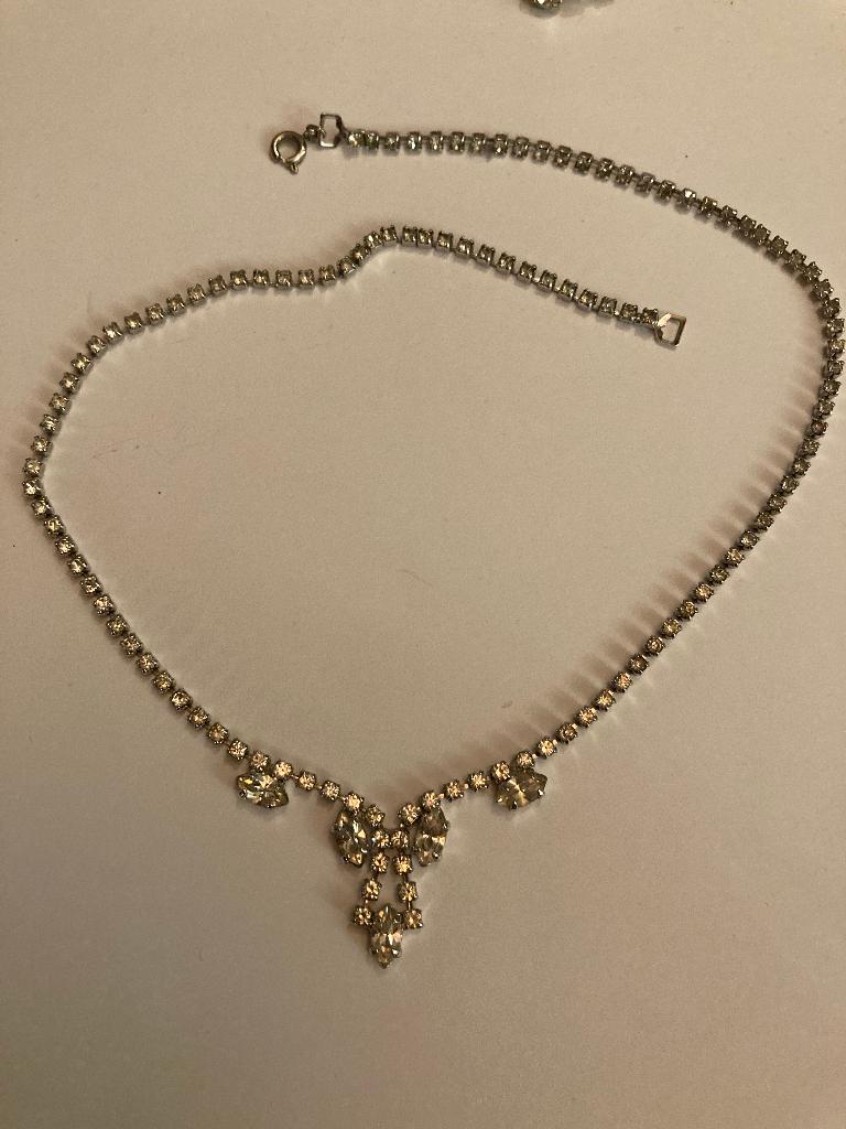 Vintage antieke strass ketting collier rhinestones collier, Ophalen of Verzenden, Overige materialen, Ketting