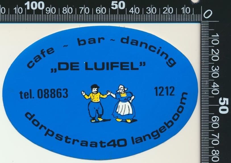 Sticker: Cafe Bar Dancing De Luifel - Langeboom (1), Ophalen of Verzenden, Zo goed als nieuw, Bedrijf of Vereniging