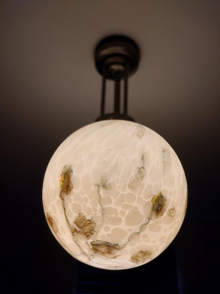 Vintage lamp, marmer look, Ophalen, Zo goed als nieuw, Glas, Minder dan 50 cm