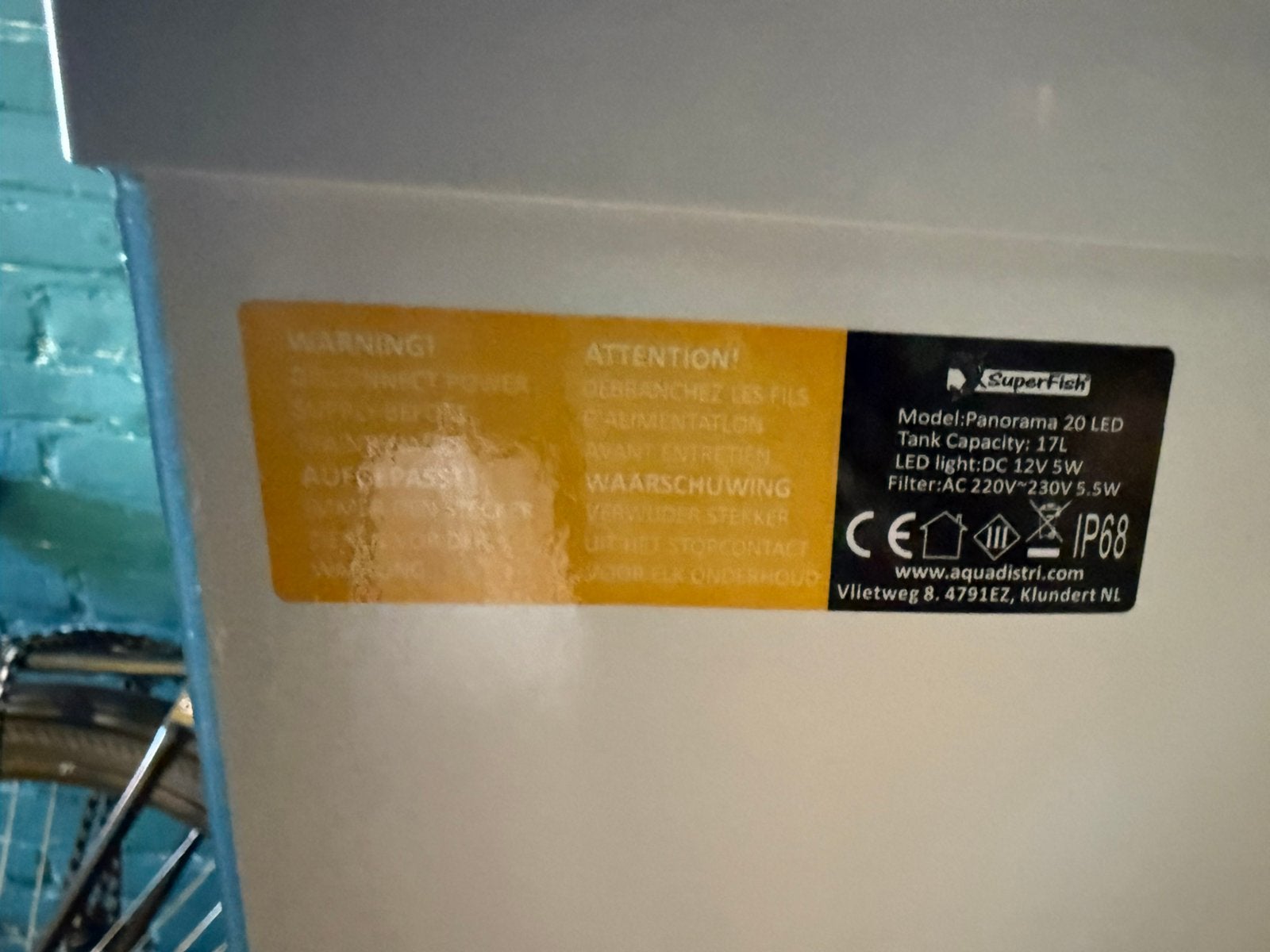 SuperFish Panorama 20 LED 17L Aquarium Compleet - KOOPJE, Ophalen, Zo goed als nieuw, Leeg aquarium