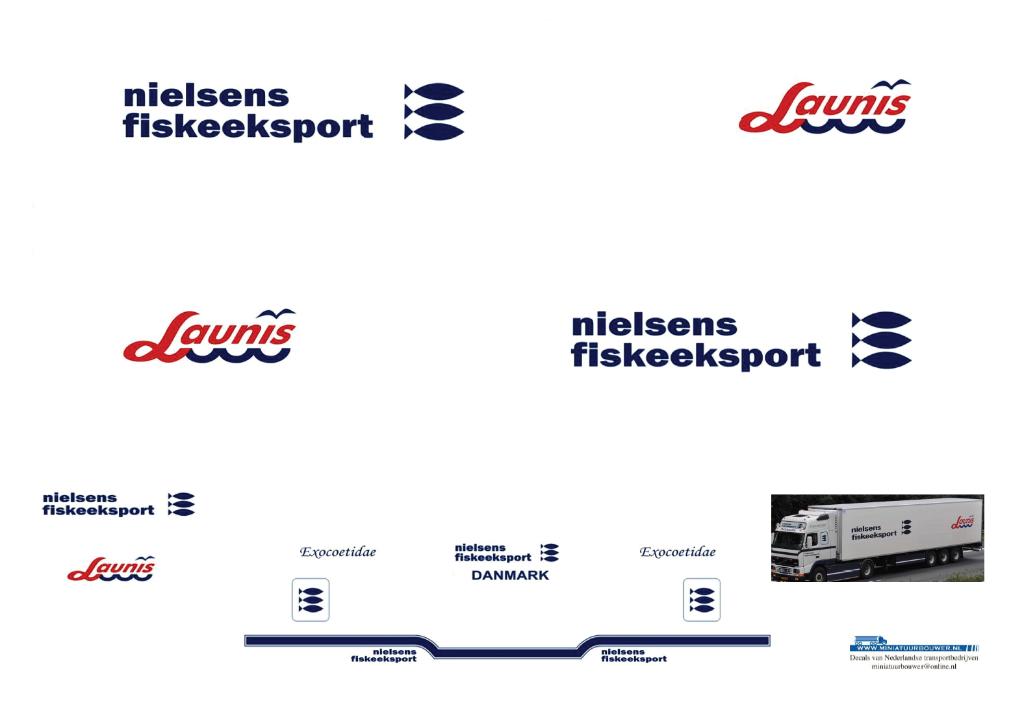 Vrachtauto decal 1:50 Nielsens Fiskeeksport Danmark, Verzenden, Nieuw, Bus of Vrachtwagen, Overige merken