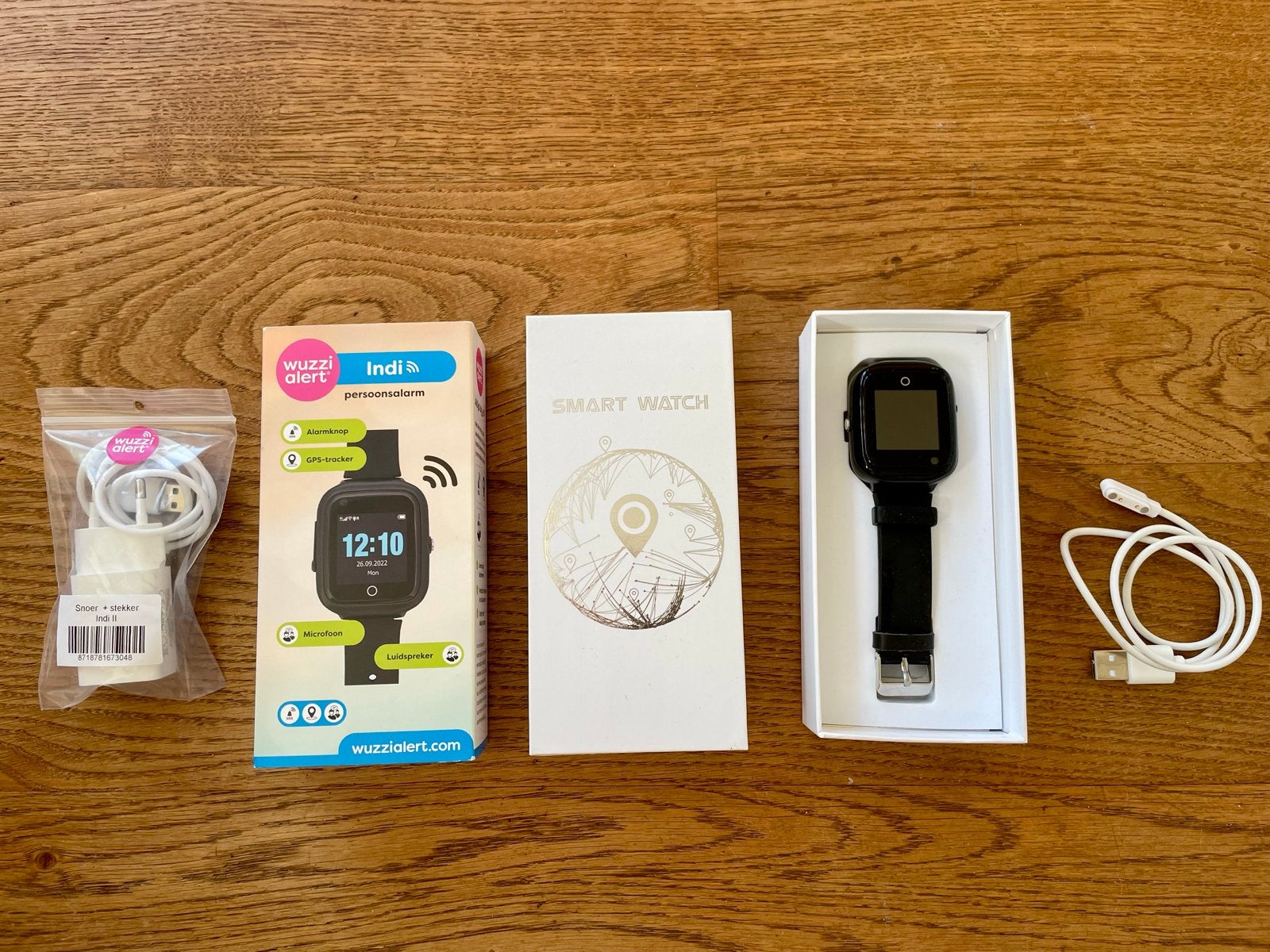 Wuzzi Alert Indi Persoonsalarm Smartwatch GPS Tracker, Zwart, Ophalen of Verzenden, Zo goed als nieuw, GPS