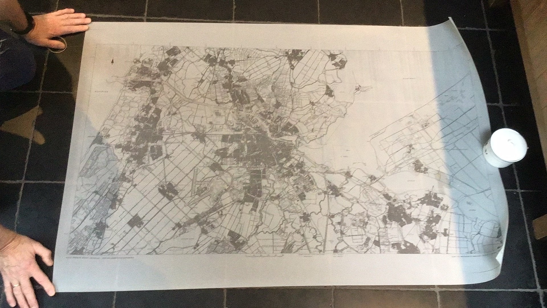 Topografische kaart van calqueer v Amsterdam, Verzamelen, Ophalen of Verzenden, 1980 tot heden, Zo goed als nieuw