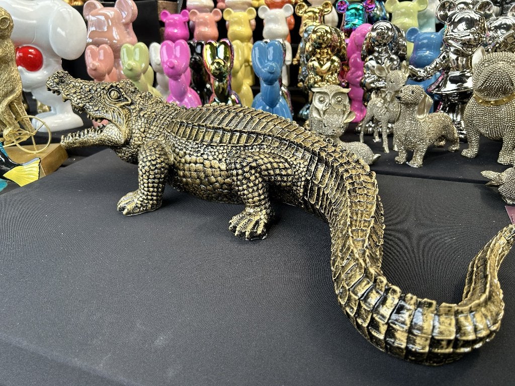 Krokodil  antiek goud uit de collectie van shabella-deco, Overige stijlen, Shabella, Nieuw, Ophalen of Verzenden