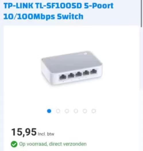 ZGAN! TP-Link desktop switch SF 1005 D €4,99, Ophalen of Verzenden, Zo goed als nieuw