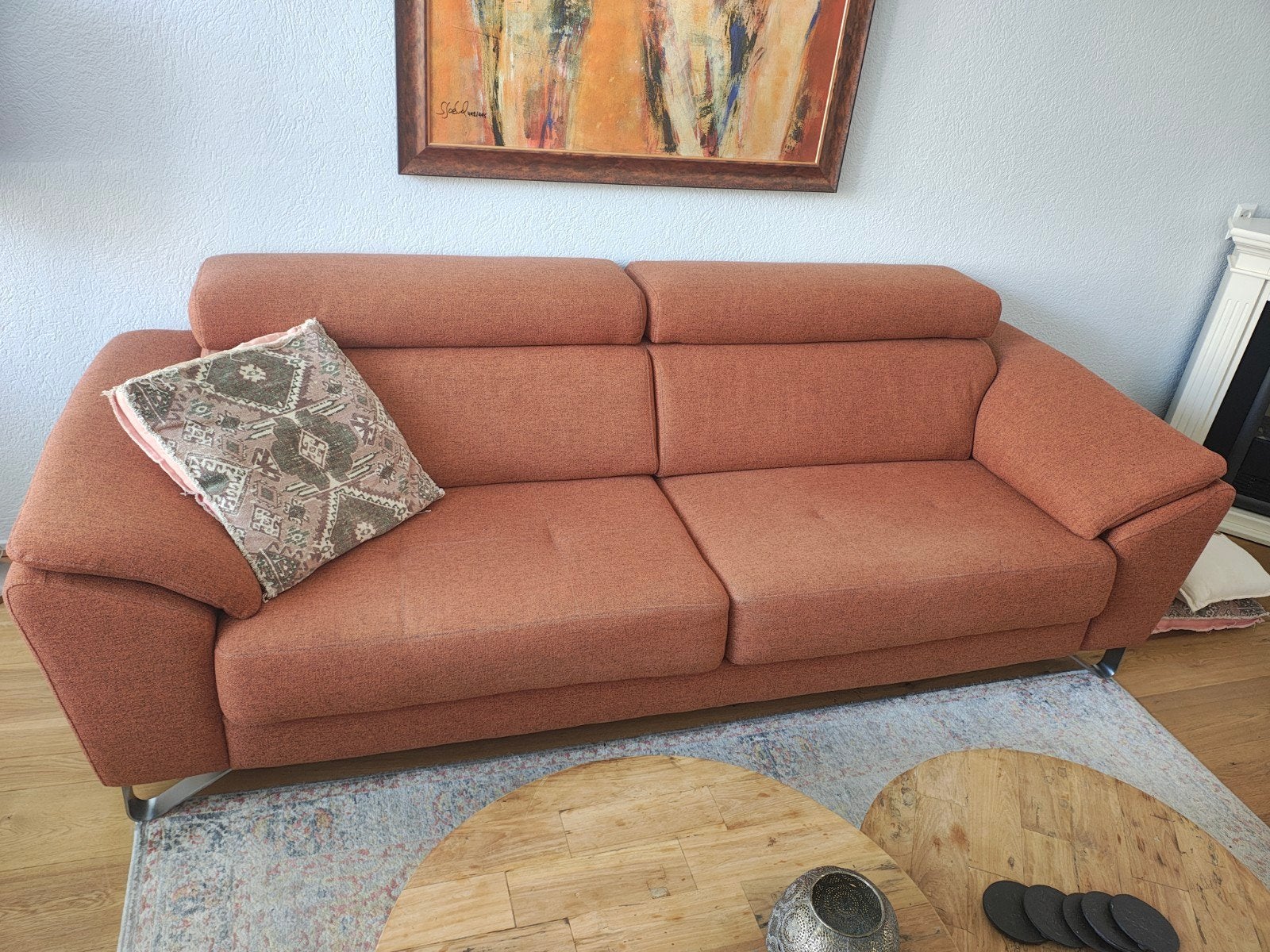 Mooie roodbruine 2.5 zits bank, Ophalen, Gebruikt, Driepersoons, 75 tot 100 cm