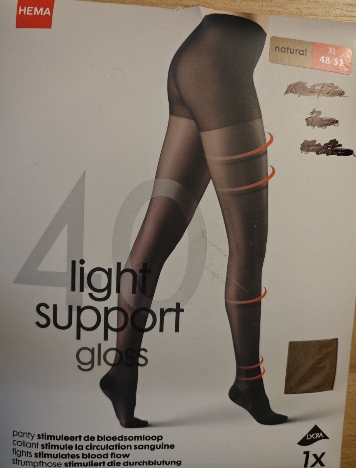 Hema Panty 40 Denier light support gloss XL natural, Maat 48/52 (XL), Beige, Nieuw, Ophalen of Verzenden