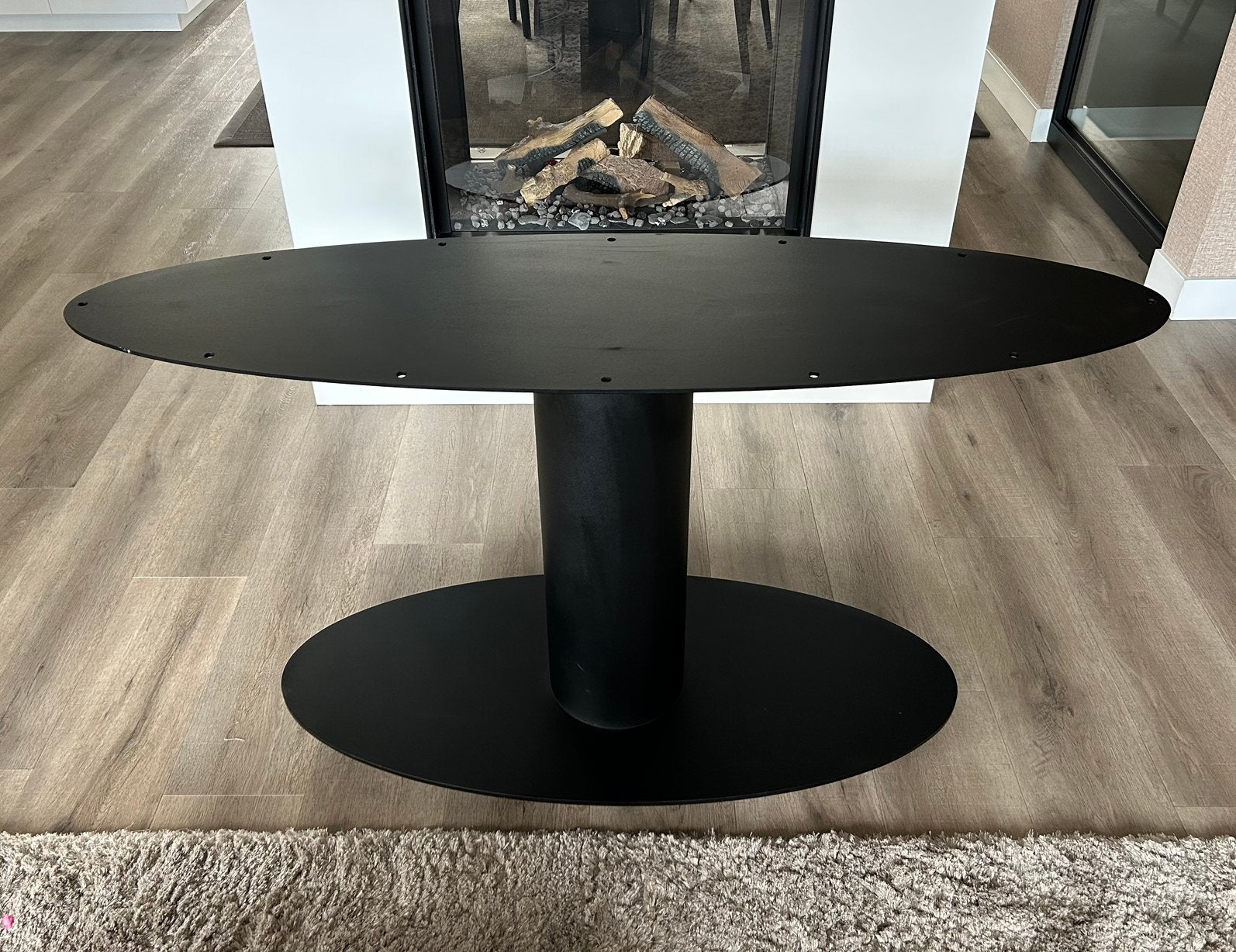 Te koop Zwart gepoedercoat ovaal tafelonderstel Table duSud, Ophalen of Verzenden, Zo goed als nieuw, Ovaal, 100 tot 150 cm