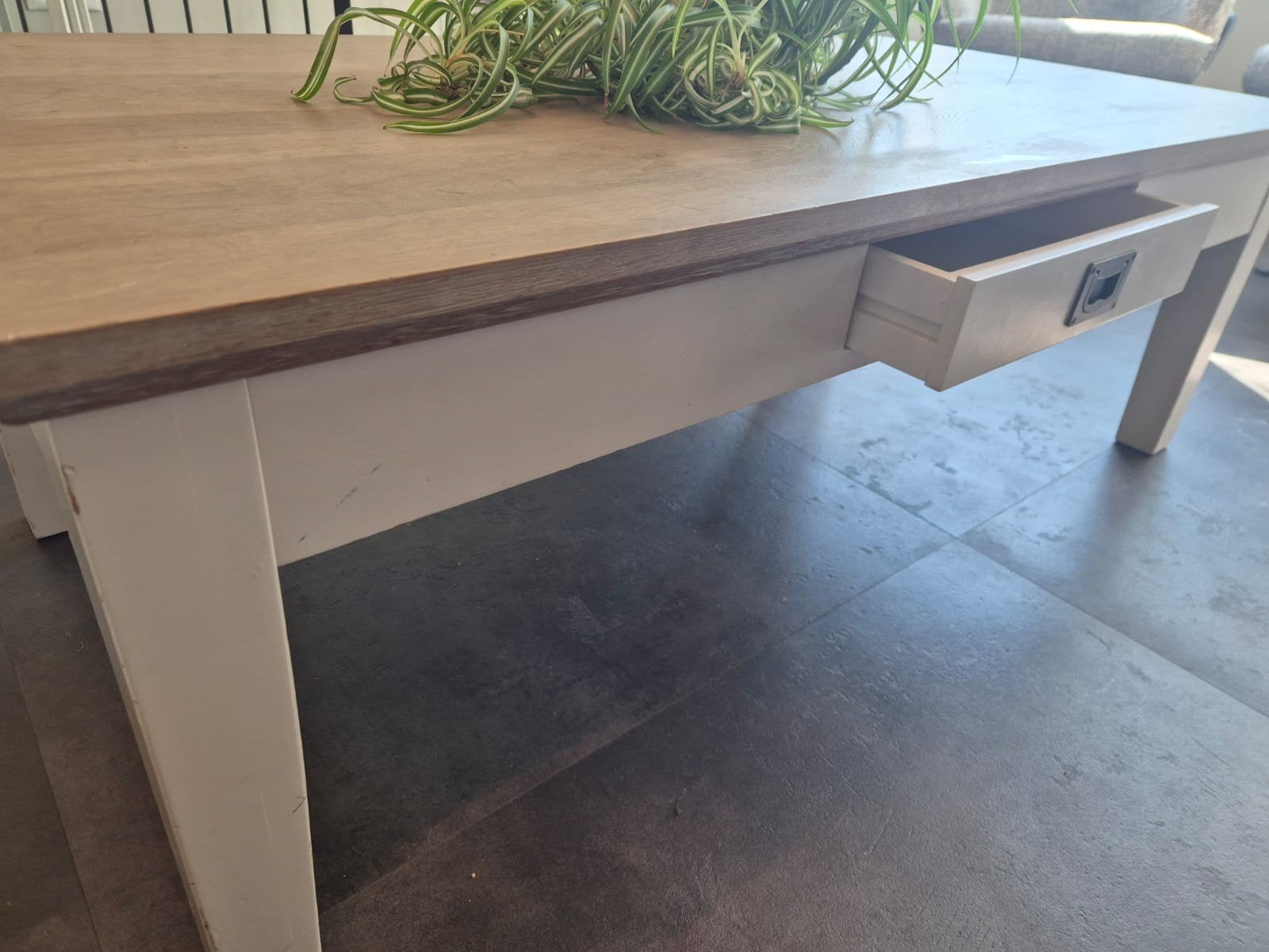 Salontafel met lade - Landelijke stijl, Gebruikt, 100 tot 150 cm, Eikenhout, Landelijke stijl
