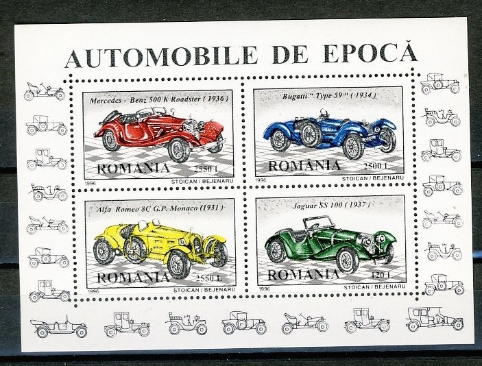 Roemenië Blok 304 Auto's 1996 postfris, Ophalen of Verzenden, Overige landen, Postfris