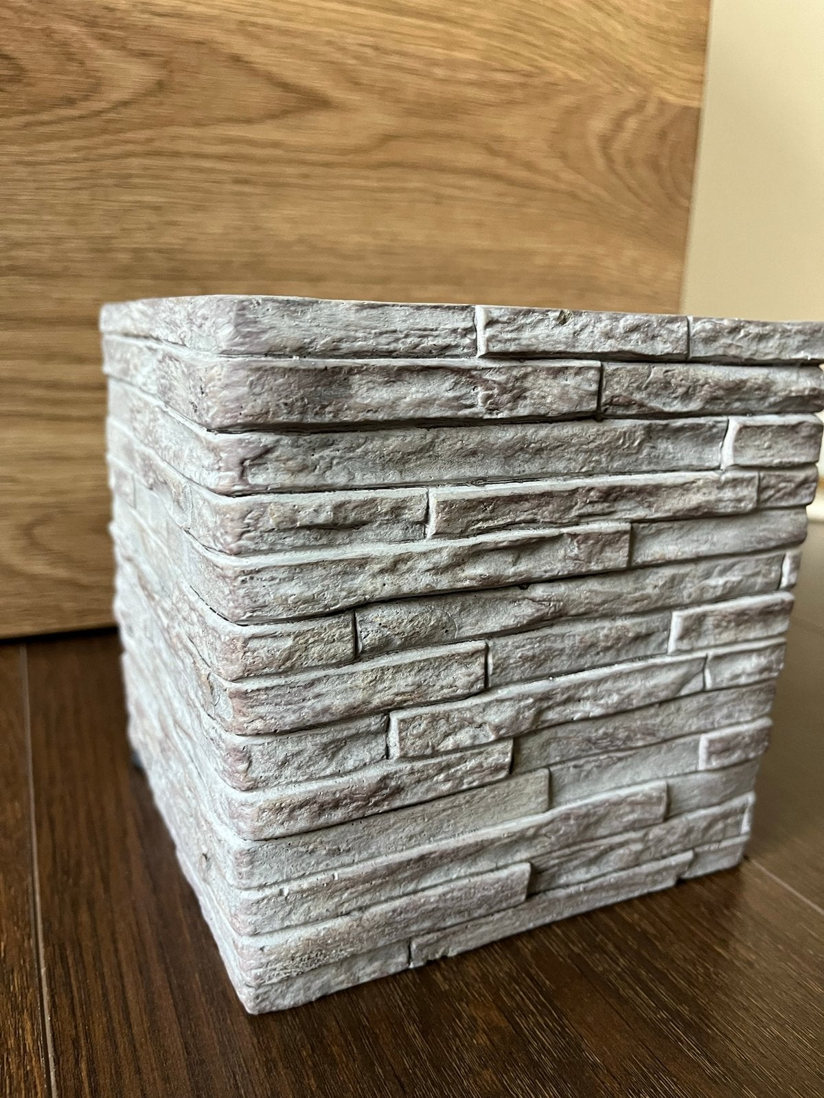 Vierkante bloempot – grijze steenlook – ideaal voor bonsai, Ophalen, Steen, Gebruikt, Minder dan 30 cm