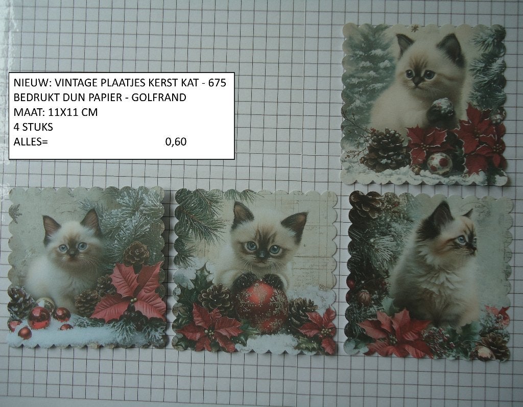 ⚠️nu 0,40: vintage plaatjes kerst kat 675 ( alleen verzenden, Hobby en Vrije tijd, Kaarten | Zelf maken, Ophalen, Nieuw, Kerst
