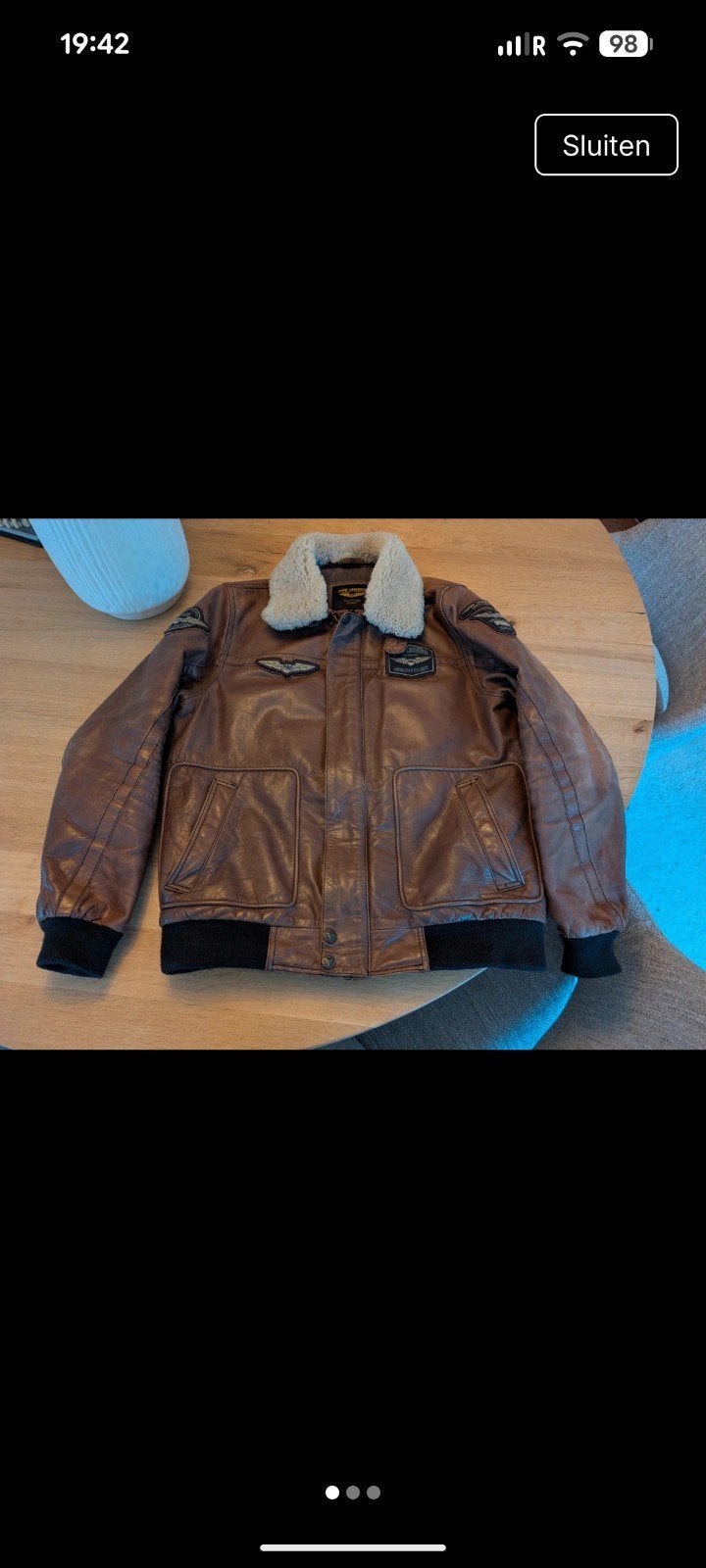 PME Legend Leren Bomberjack met Bontkraag - Maat L, Bruin, Maat 48/50 (M), Ophalen of Verzenden, Zo goed als nieuw