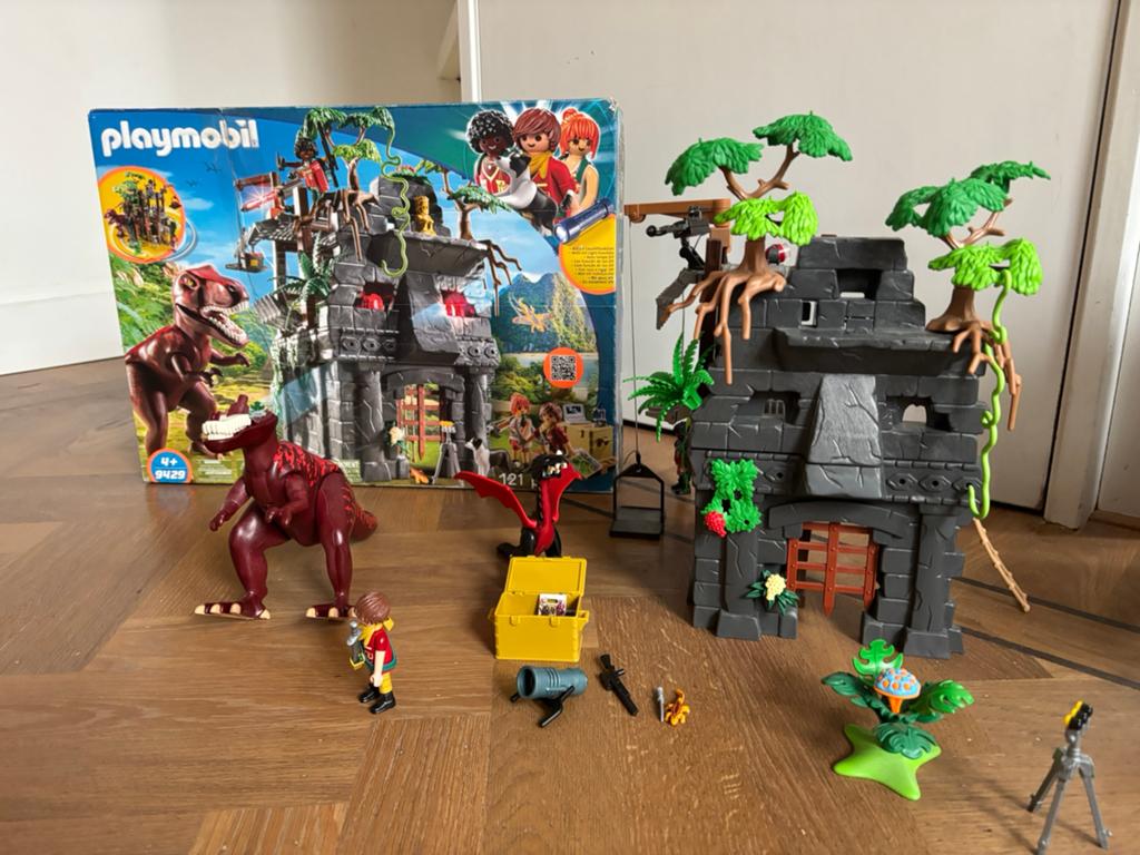 PLAYMOBIL Dinos Basiskamp avonturiers met T-Rex - 9429, Ophalen of Verzenden, Gebruikt, Complete set