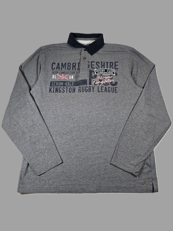 Rugbyshirt longsleeve | L | grijs | polo shirt rugby club, Maat 52/54 (L), Ophalen of Verzenden, Zo goed als nieuw, Basic equipment