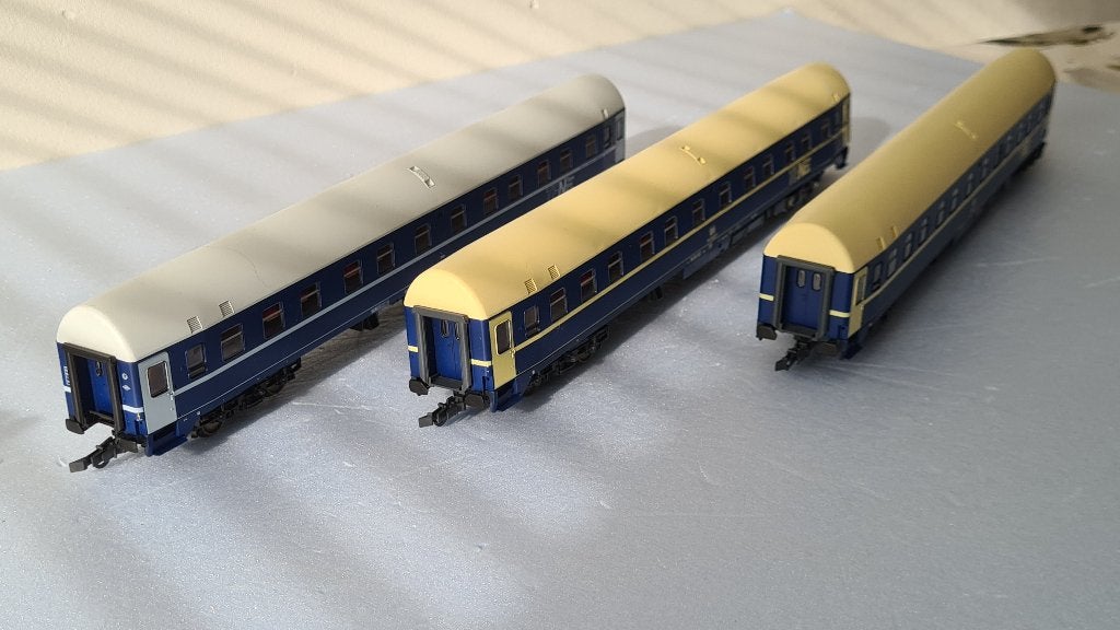 Roco 2x 44841 + 1x 44843 H0 Slaaprijtuig TEN van de DB, Gelijkstroom, Verzenden, Wagon, Zo goed als nieuw