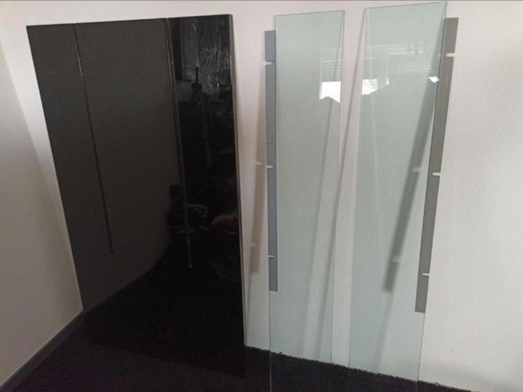 Wandpaneel wandschap hoog glans zwart met glazen platen, Ophalen, 50 tot 100 cm, Zo goed als nieuw, Minder dan 100 cm