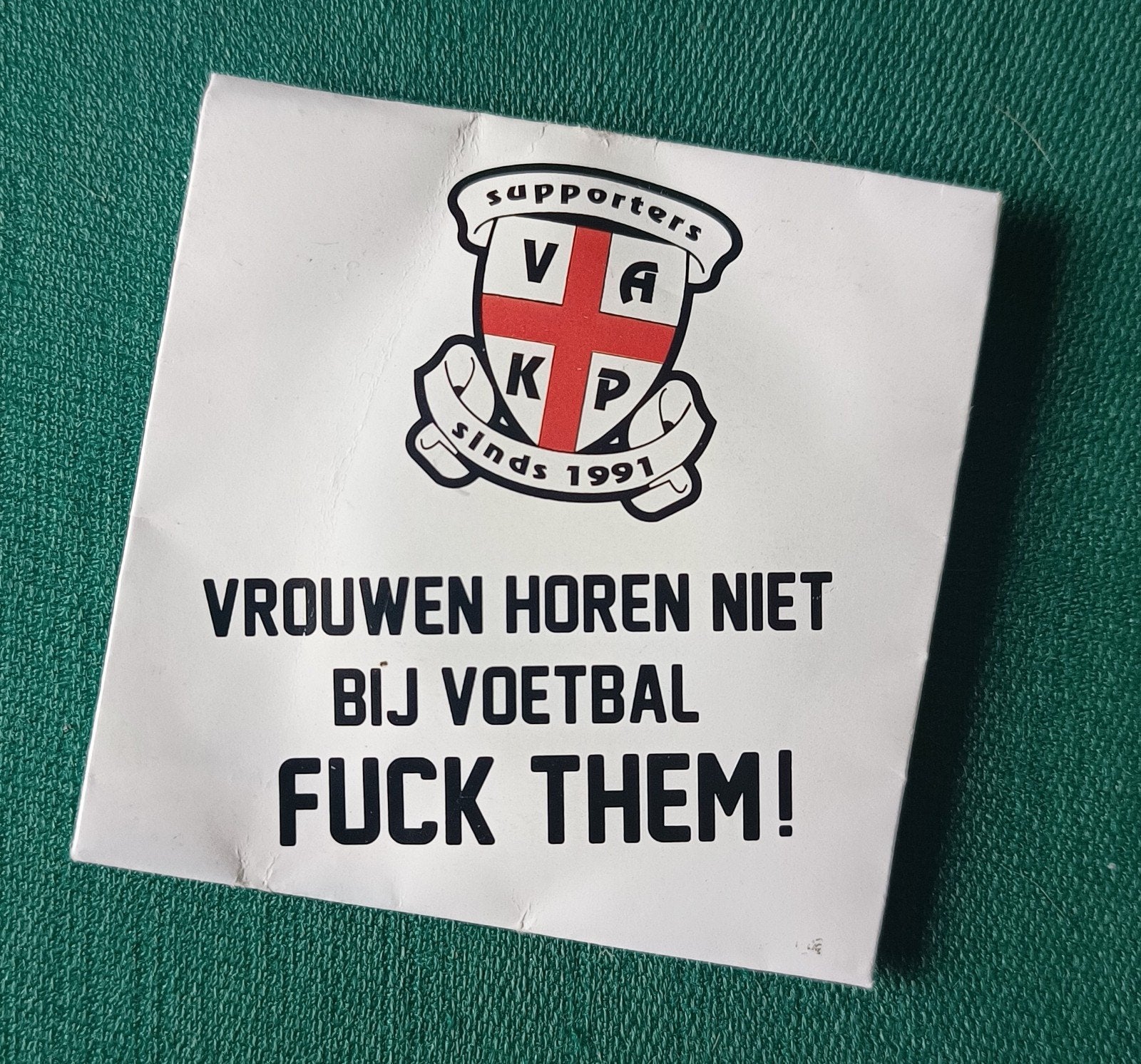 VAK-P condoom, Ophalen of Verzenden, Gebruikt, Overige binnenlandse clubs, Poster, Plaatje of Sticker