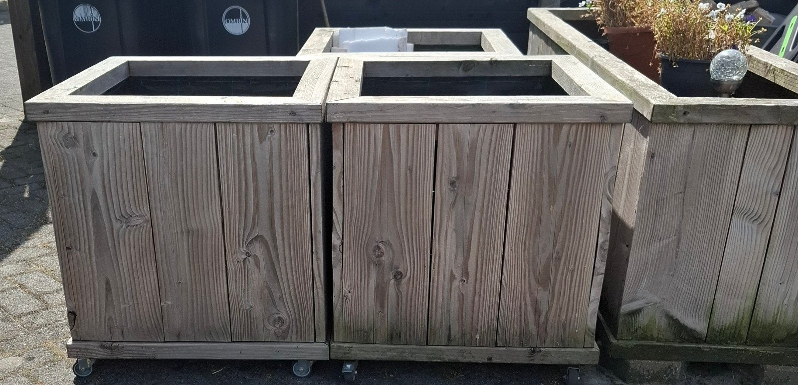 Houten plantenbakken op wielen, Tuin en Terras, Ophalen, Rechthoekig, Hout, 60 cm of meer