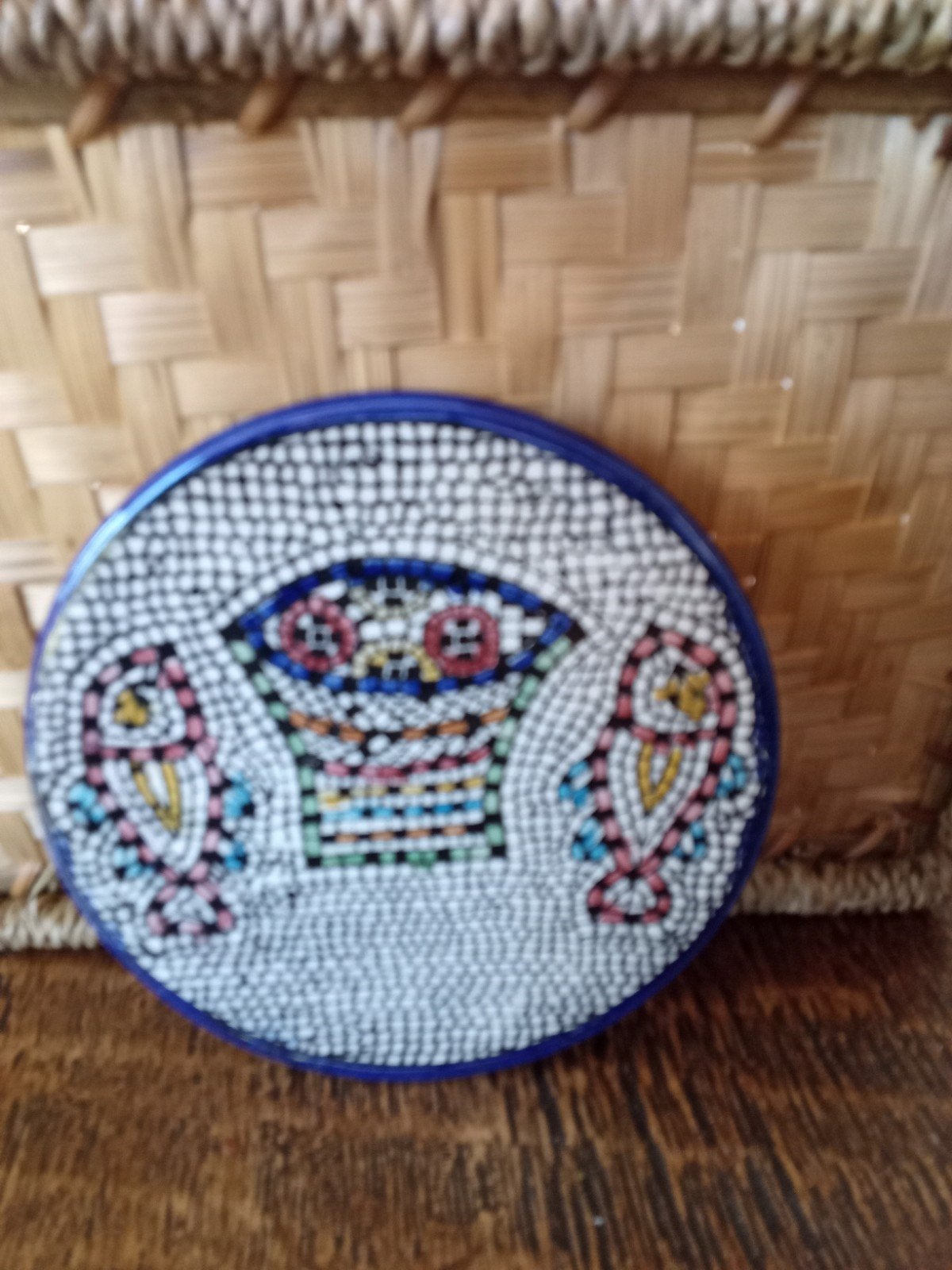 Decoratieve mozaïek wandbordje met vissenmotief, Antiek en Kunst, Ophalen of Verzenden