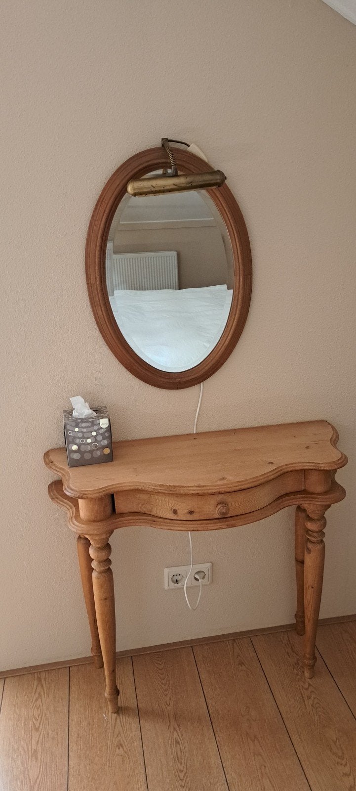 Houten Console Tafel met Spiegel en Lamp, Ophalen