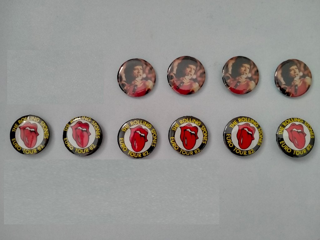 The Rolling Stones tong muziek EURO tour 1982 button buttons, Verzenden, Gebruikt, Overige typen