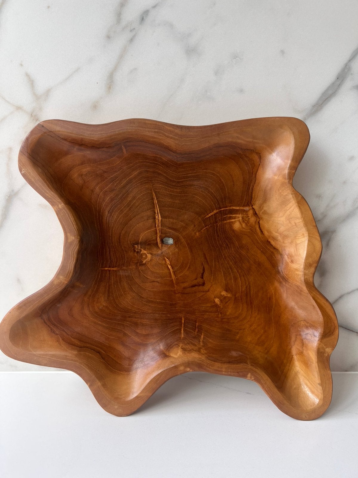 MASSIEF TEAK HOUT TEAKHOUT NATURAL HOUTEN SERVEER SCHAAL, Schaal, Rond, Ophalen of Verzenden, Zo goed als nieuw
