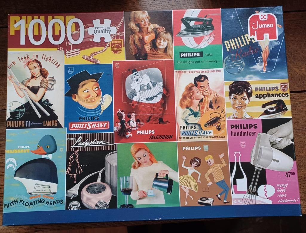 Nostalgische Philips puzzel 1000 stukjes, Ophalen, 500 t/m 1500 stukjes, Gebruikt