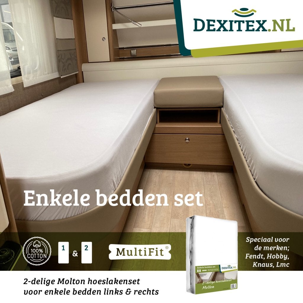 Enkele bedden indeling 2 delig, jersey hoeslakenset, Caravans en Kamperen, Matrasbestellen.nl, Verzenden, Buurserstraat 15 A, 7481 EG,Haaksbergen