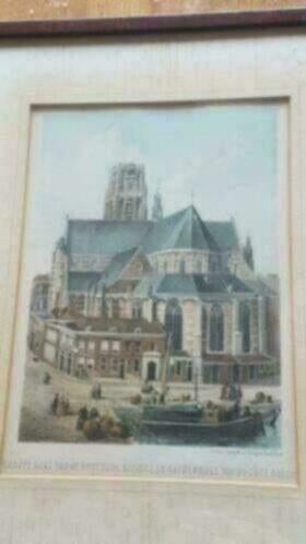 De Groote kerk Van De Oostzijde Gezien / La Cathérale, Antiek en Kunst, Kunst | Etsen en Gravures, Ophalen