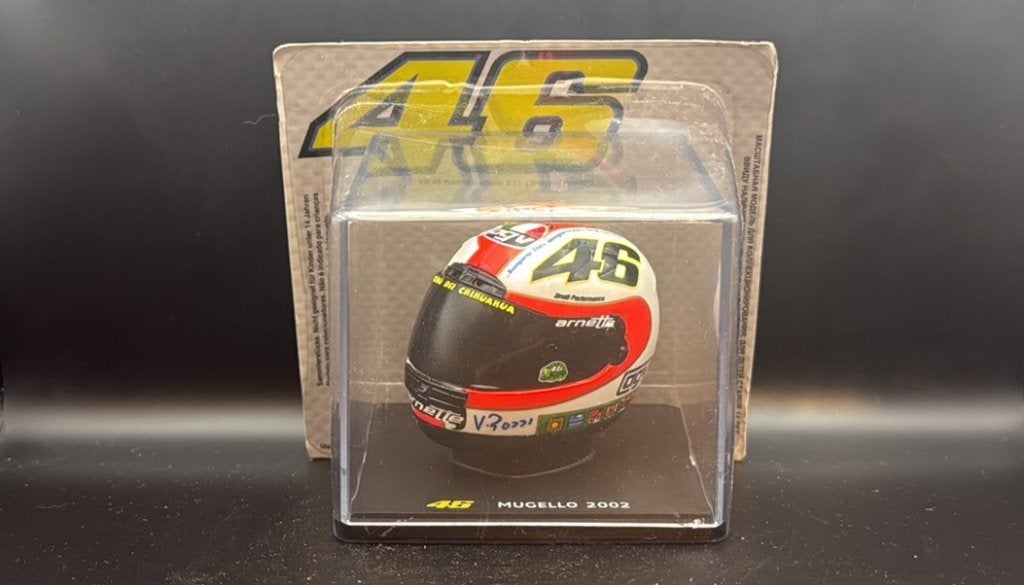 Valentino Rossi AGV helm #46 Mugello 2002 schaal 1:5, Ophalen of Verzenden, Nieuw, Motor