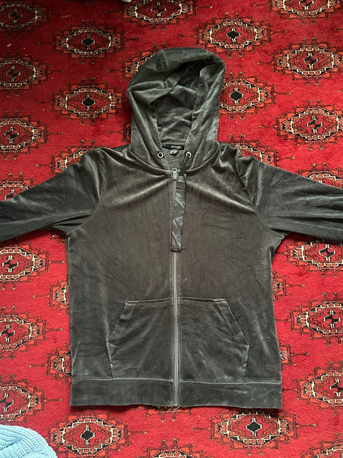 Zwarte velours vest met capuchon en rits maat 40/42, Kleding | Dames, Ophalen of Verzenden, Zo goed als nieuw, Maat 38/40 (M)