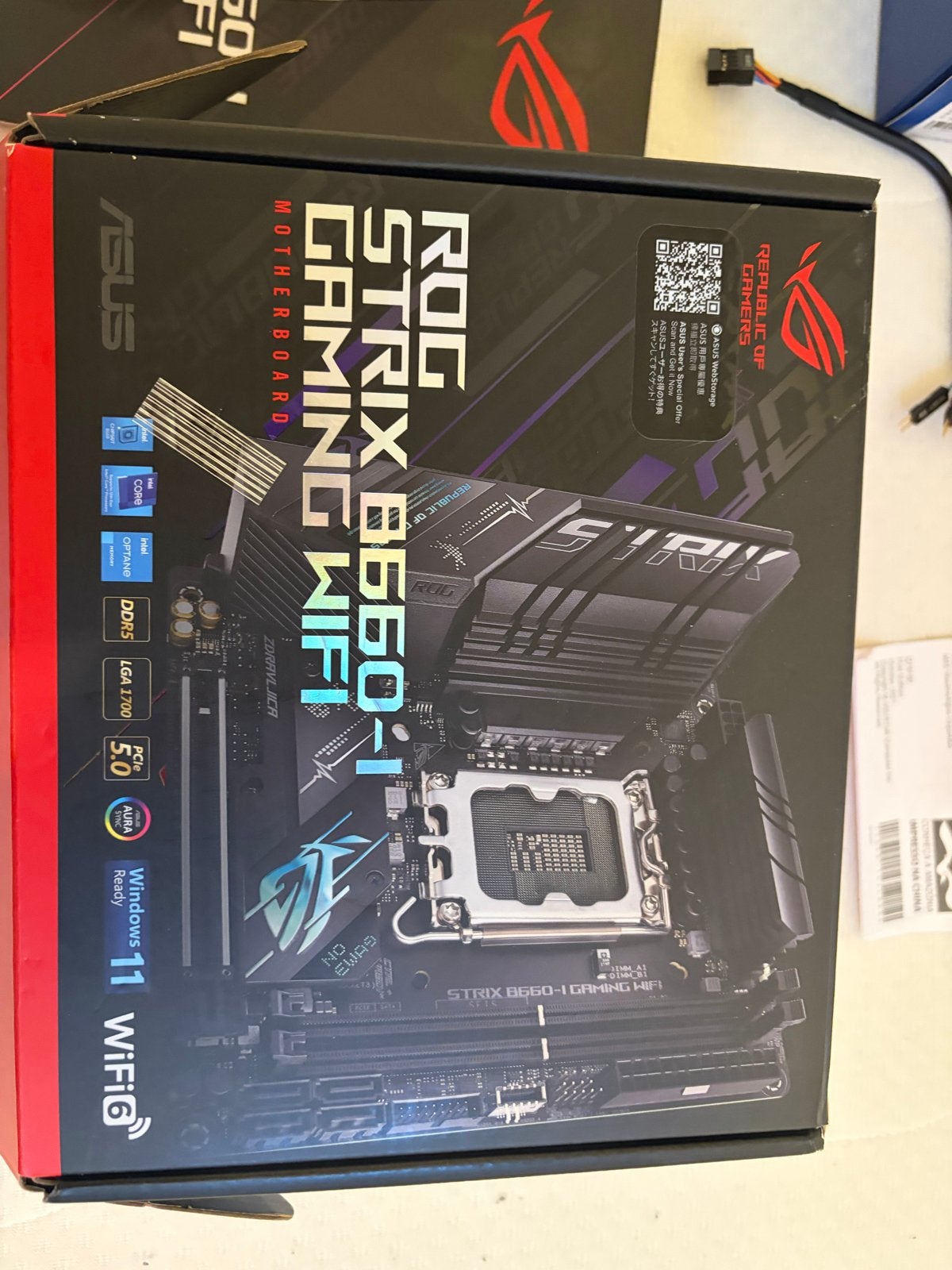 ASUS ROG STRIX B660-I GAMING WIFI Moederbord, Ophalen of Verzenden, Zo goed als nieuw, Intel, DDR5