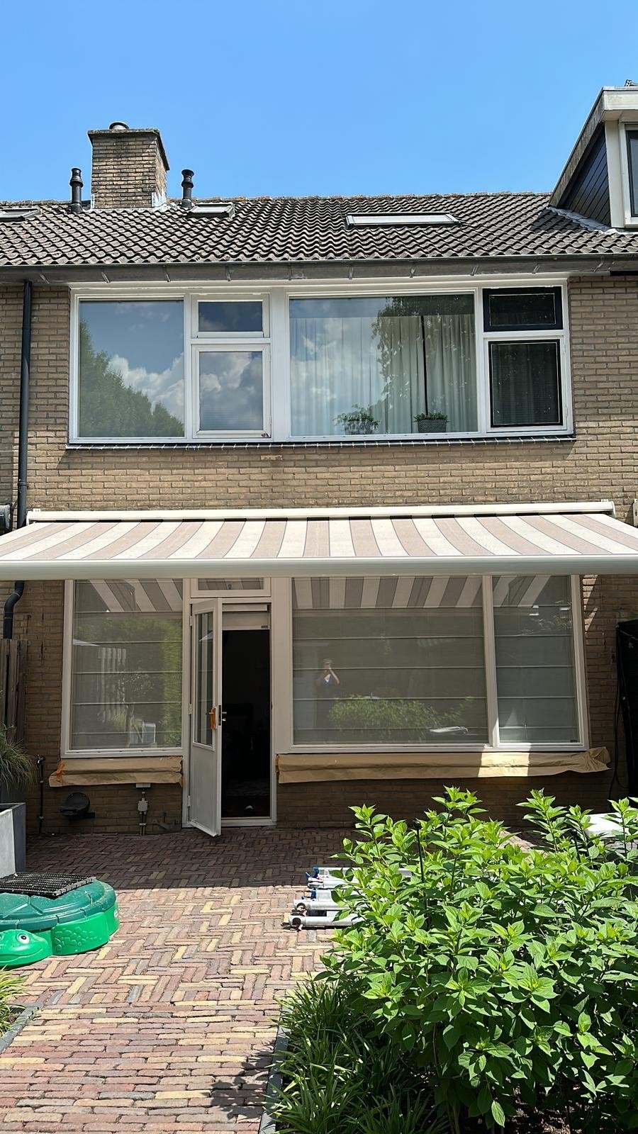 Elektrisch zonnescherm Rainbow edition 5,5m breed, 3m uitval, Ophalen, 450 cm of meer, Elektrisch, Zo goed als nieuw