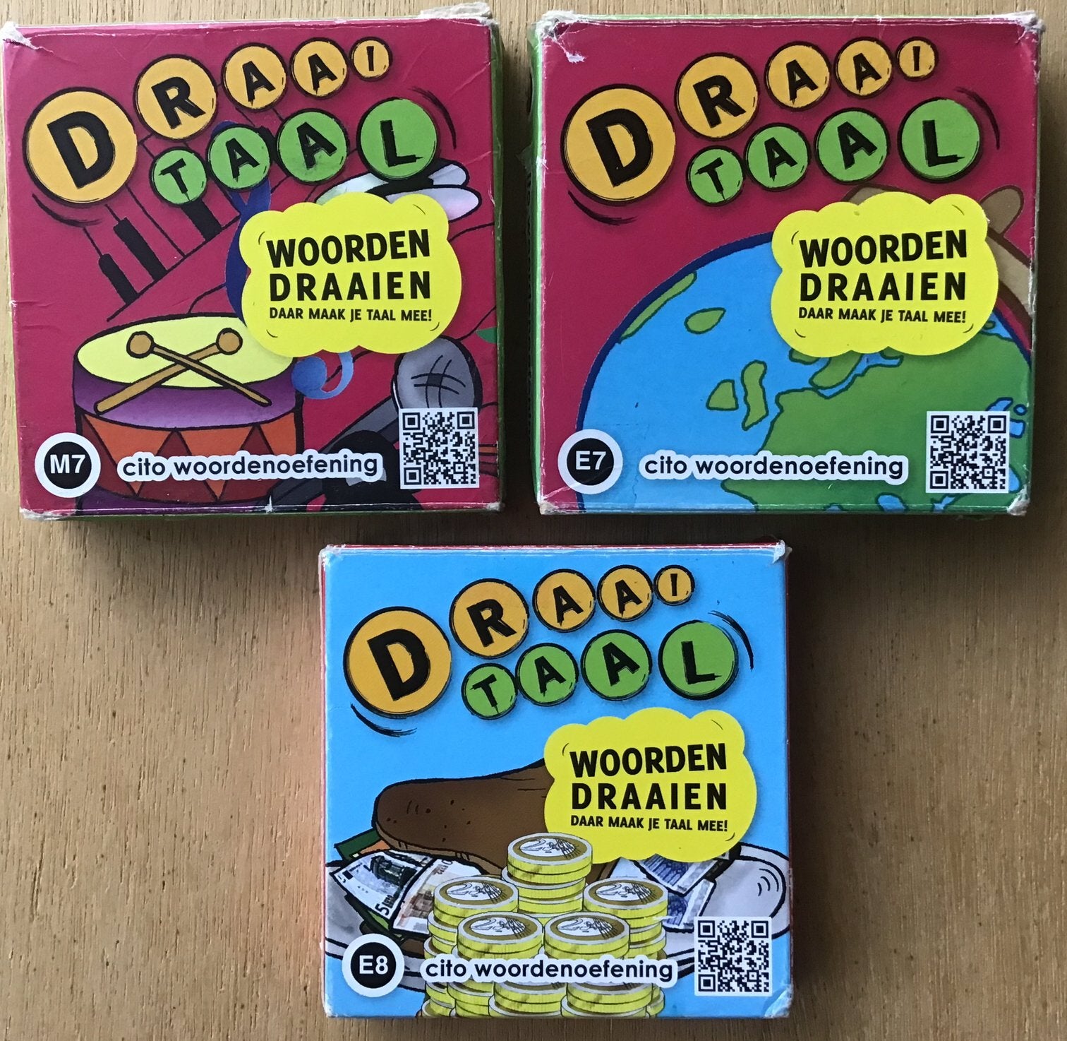 Draaitaal woorden draaien M7, E7 en E8 - ZGAN, Ophalen of Verzenden, Zo goed als nieuw, Taal en Lezen