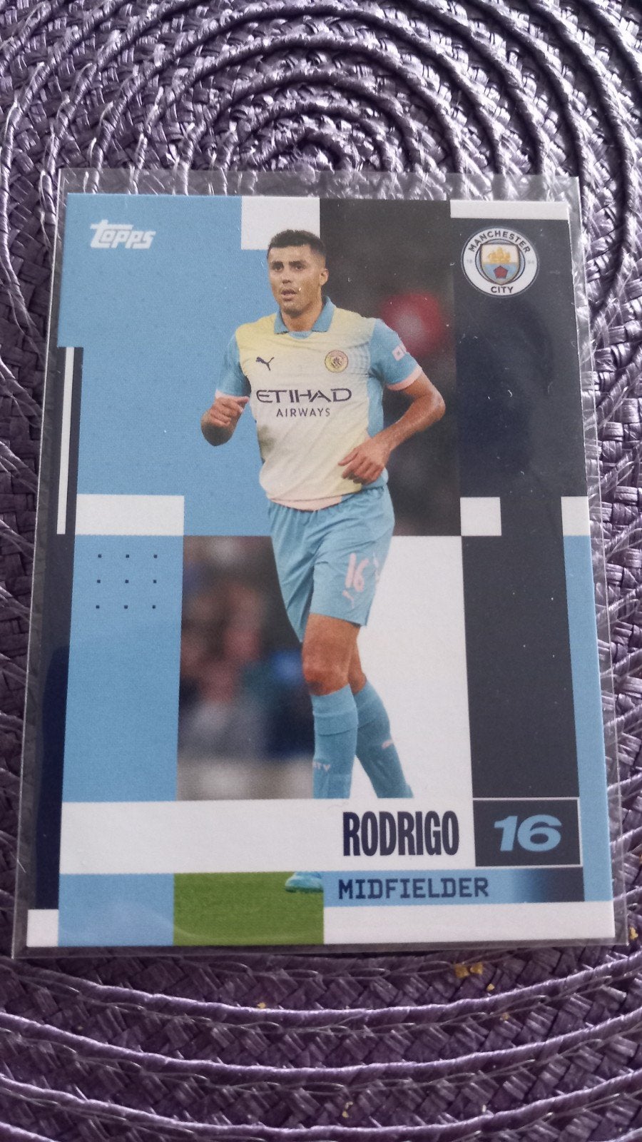 Rodrigo Manchester City Topps FC Spelerskaart, Ophalen of Verzenden, Zo goed als nieuw, Buitenlandse clubs, Spelerskaart