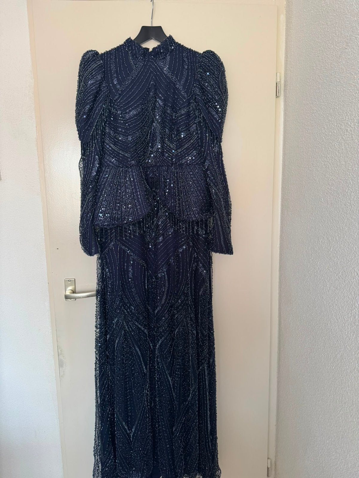 Prachtige avondjurk/abiye, Galajurk, Blauw, Maat 46/48 (XL) of groter, Ophalen of Verzenden