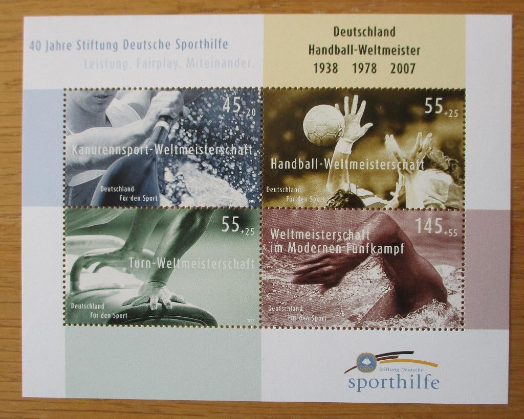 Duitsland, blokje diverse Sporten, 2007, Verzenden, Postfris, Sport