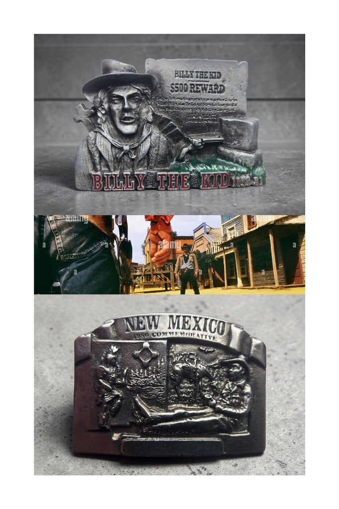 (2) Vintage Western Belt Buckles - Billy the Kid/New Mexico, Ophalen of Verzenden, Gedragen, Various, Losse buckle of gesp